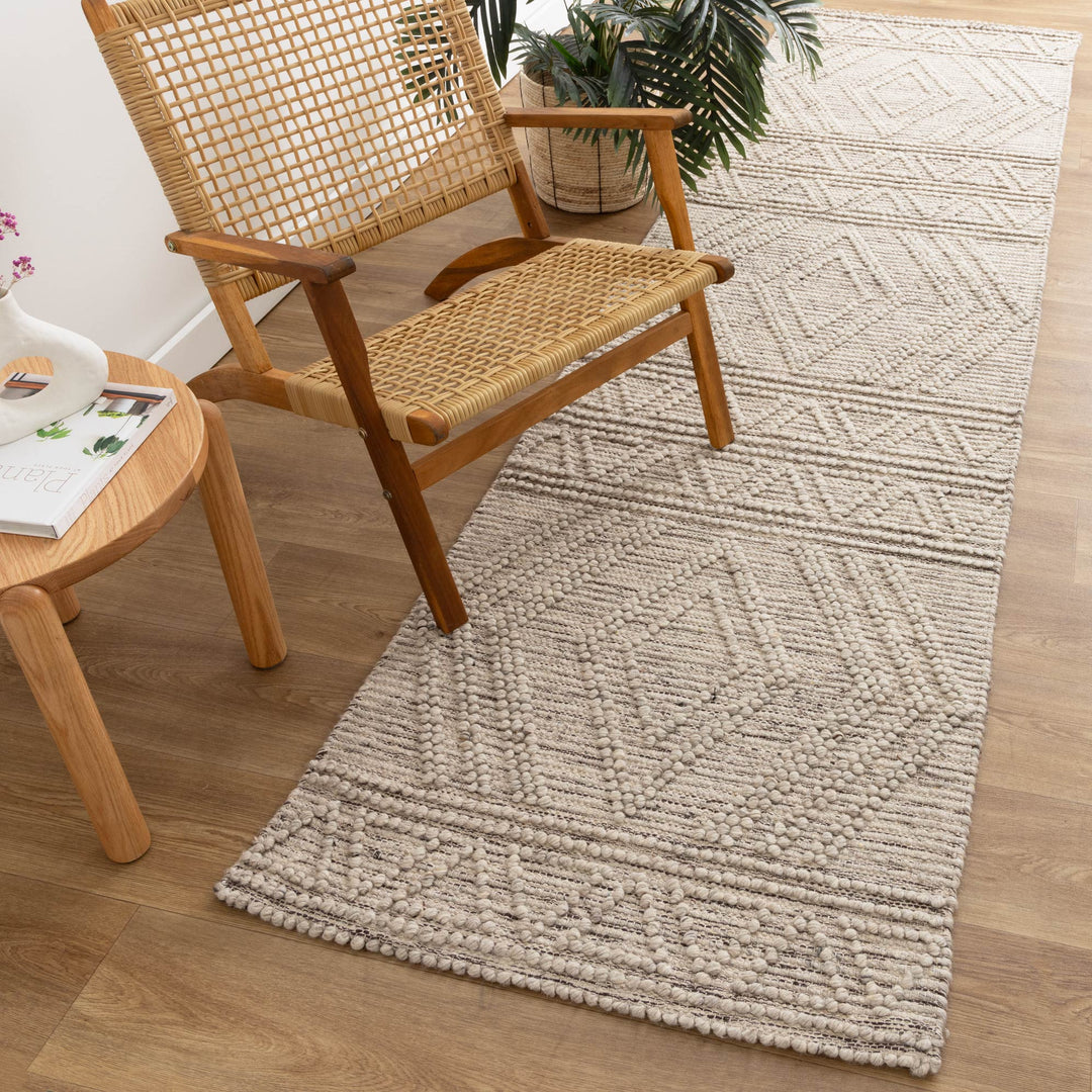 Himalaya Lattice Tribal Ash Wool Rug