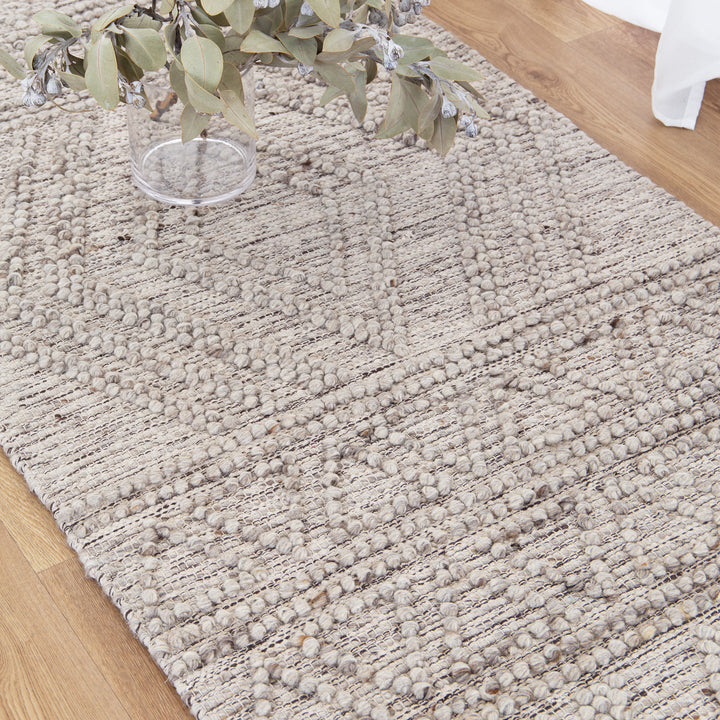 Himalaya Lattice Tribal Ash Wool Rug