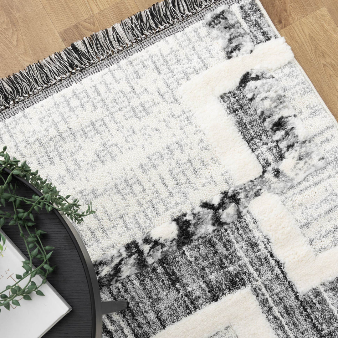 Kaza Tribal Modern Cream Anthracite Rug - 9011B CREA