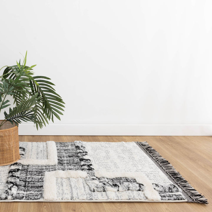 Kaza Tribal Modern Cream Anthracite Rug - 9011B CREA