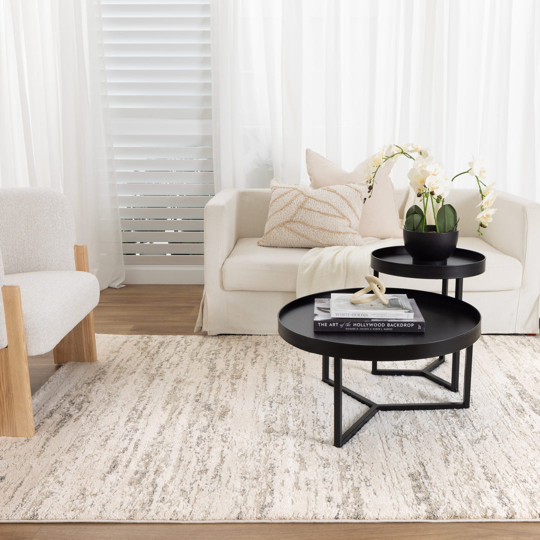 Nizza Faded Cream Beige Rug - N006