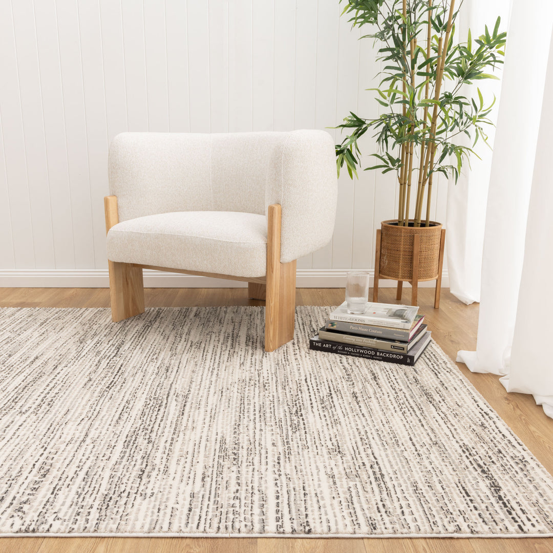 Sign Lines Cream Grey Rug S003