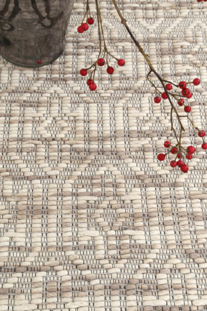 Copacabana Geometric Beige Wool Rug -PANI 01 BEIGE