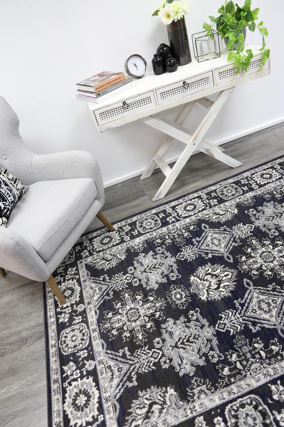 Arya Ziegler Navy Grey Rug - 6890 NAVY