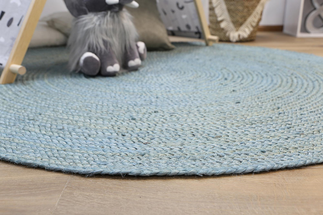 Organica Tundra Blue Jute Round Rug