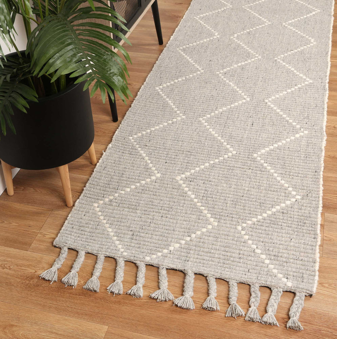 Goa Zig-Zag Wool Blend Grey Rug - D2GRE