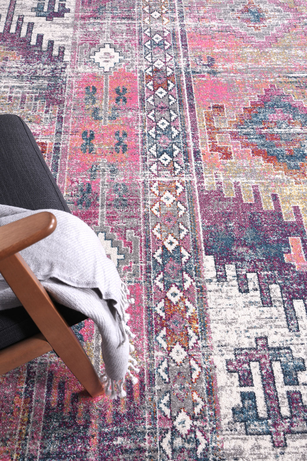 Delicate Ikat Multi Coloured Rug - DELI12