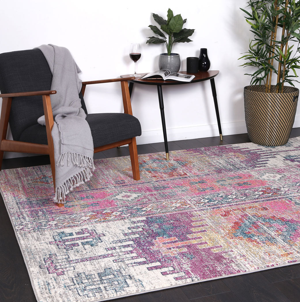 Delicate Ikat Multi Coloured Rug - DELI12