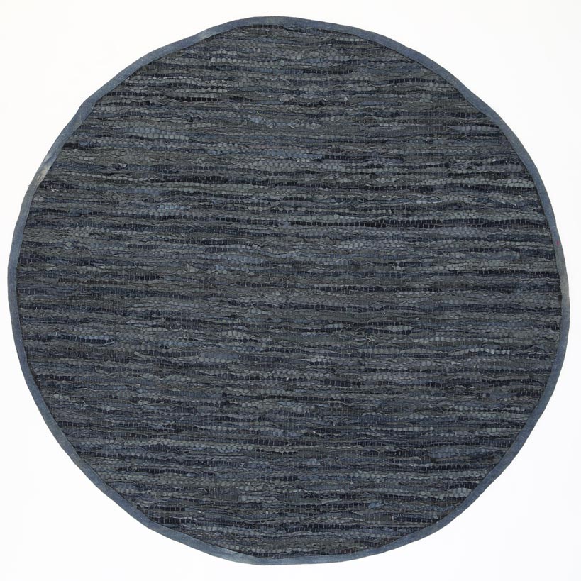 Gypsy Grey Leather Chindi Round Rug