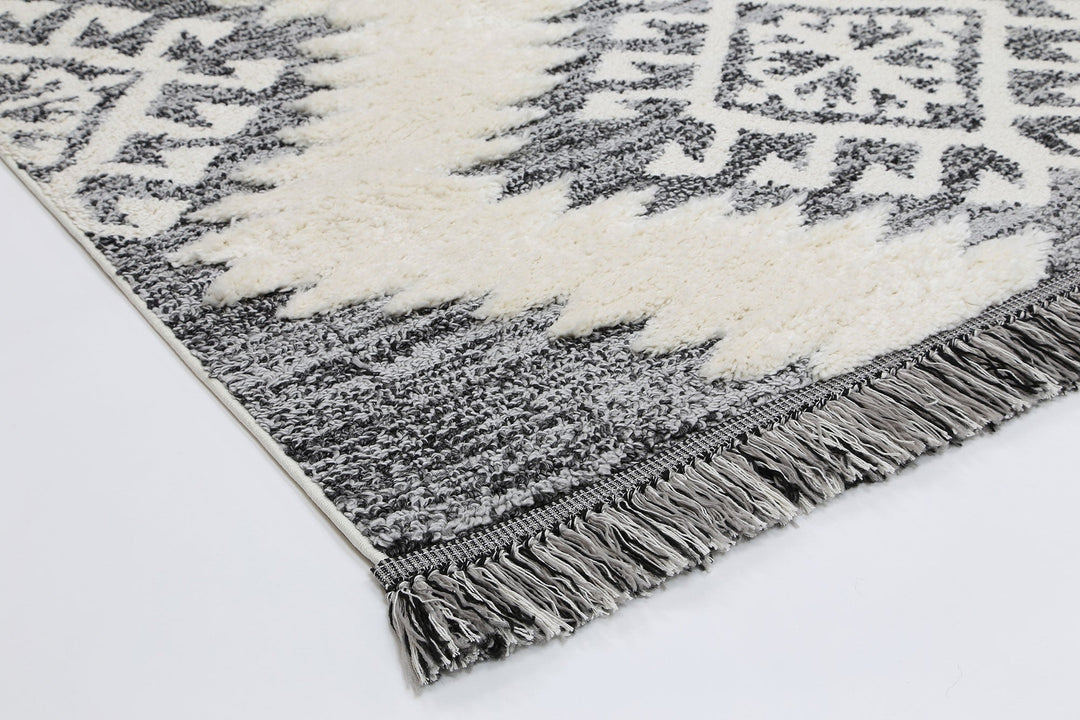 Kaza Tribal Cream Anthracite Rug - 8752A CREA