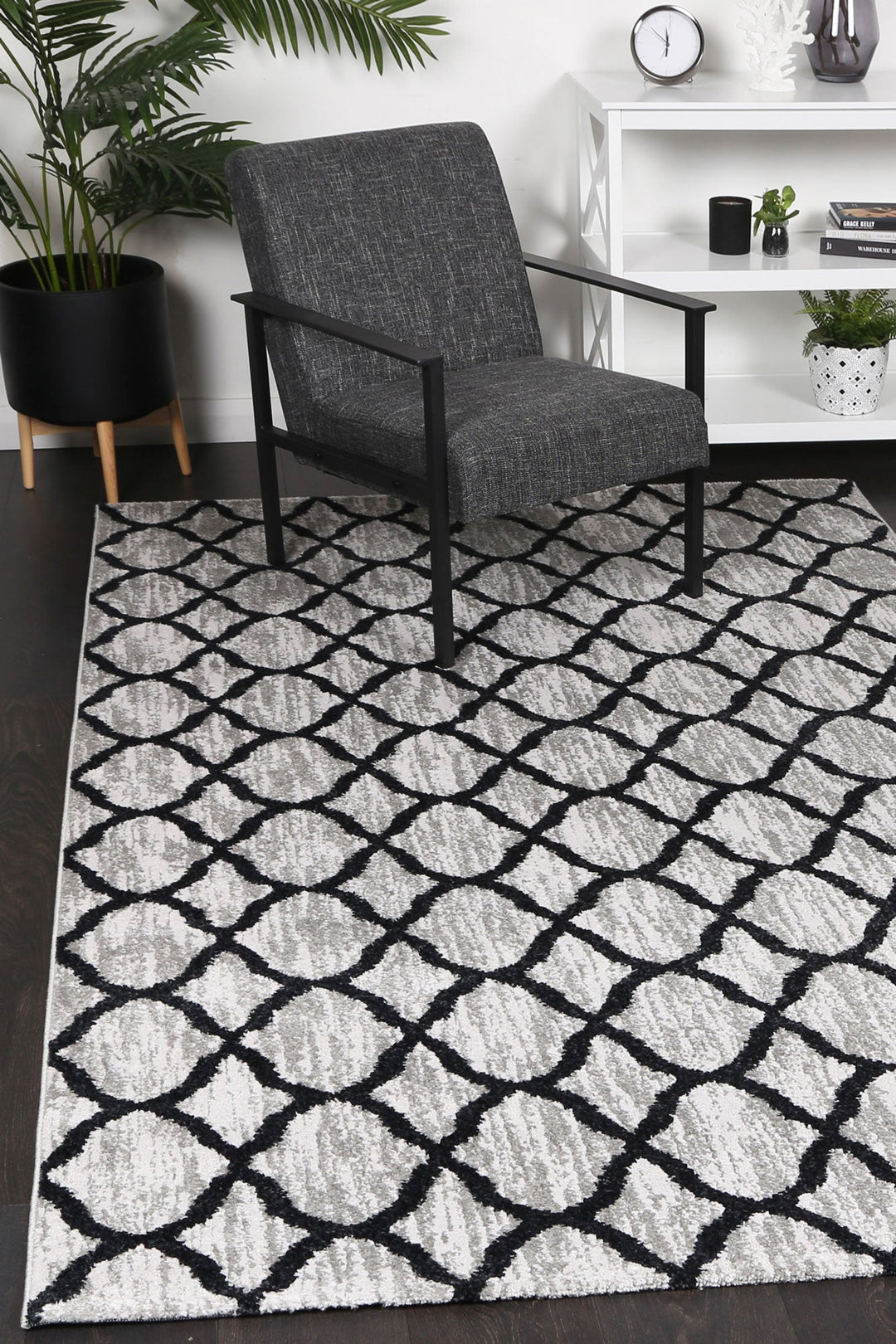 Kimberley Repeat Charcoal Contemporary Rug - 5CHAR