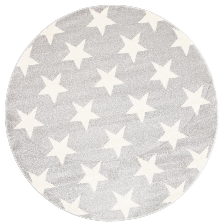 Piccolo Charcoal and White Stars Kids Round Rug - 1592795 – Brand ...