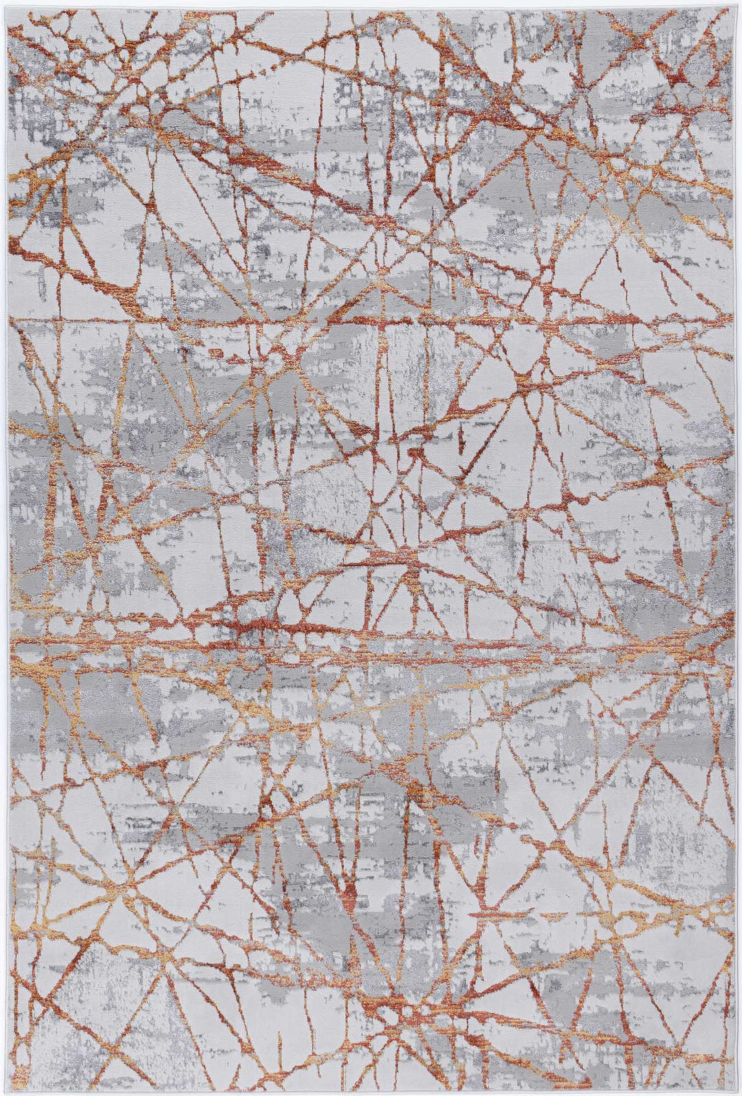 Porto James Grey & Orange Geometric Rug - 03